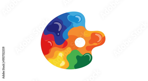 Colorful Painter Palette with Vibrant Paints.