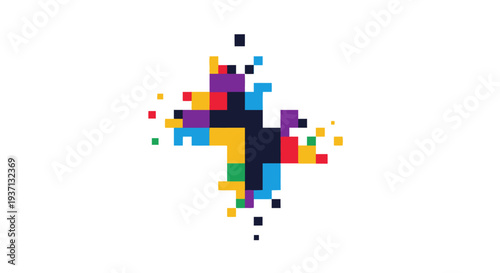 Colorful Pixelated Butterfly Shape Design Element.
