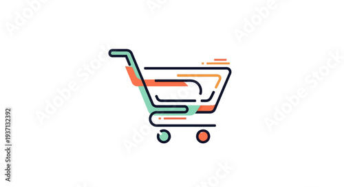 Colorful Shopping Cart Icon Illustration.