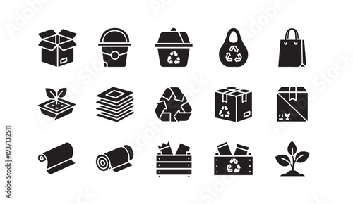 Eco friendly packaging and recycling symbols for sustainable living