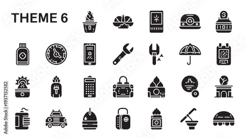 Set of 24 black icons vector
