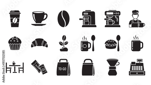 Set of 20 coffee icons vector