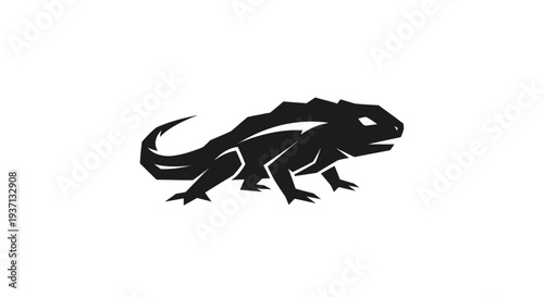 Stylized lizard silhouette on white background