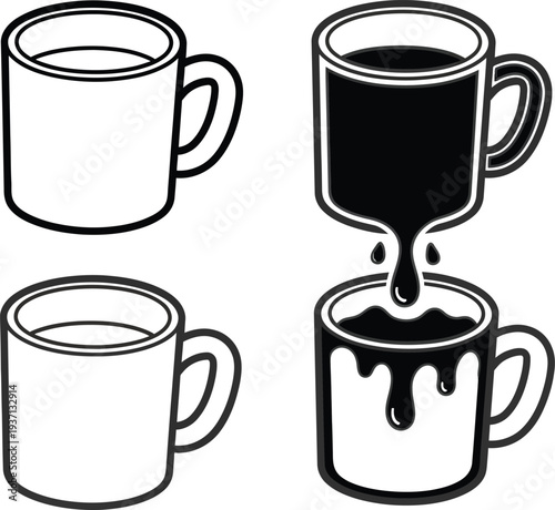 April fools day silhouette coffee prank illustration