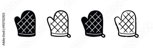 Oven Mitts Doodle Icons Collection