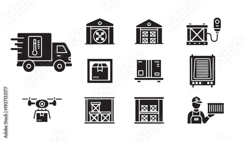 Logistics and transportation icons for business and industry use