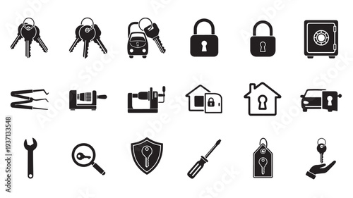 Set of 20 home security icons vector