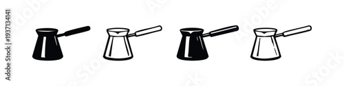 Turkish Coffee Pot (Cezve) Icon Set - Traditional Coffee Preparation Utensil