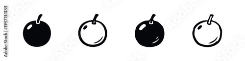 Coffee Berry Icon Set - Fresh Raw Coffee Fruit Illustration