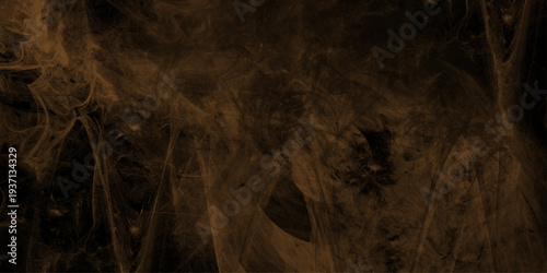 Eerie black background with billowing brown smoke on black background. old style dark brown grunge texture, brush painted . Old and grainy orange paper texture, vector,	