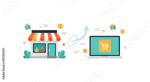 Online Shopping & E-commerce Growth: Digital Transformation from Physical Store to Online Platform with Sales Increase