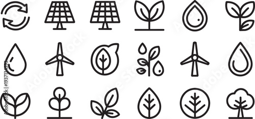 Eco friendly and green energy in black and white ecology