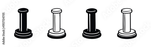 Coffee Plunger or Stirring Tool Icon Set. Barista Accessory Vector Silhouette and Outline Collection.