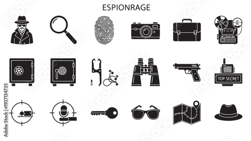 Set of 20 espionage icons vector