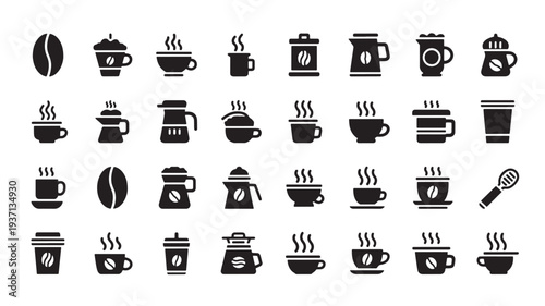 Set of 30 coffee icons vector