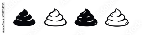 Poop Icon Set. Feces and Excrement Glyph and Outline Vector Illustrations for Humorous or Sanitary Themes.