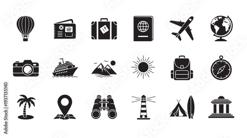 Set of 20 travel icons vector