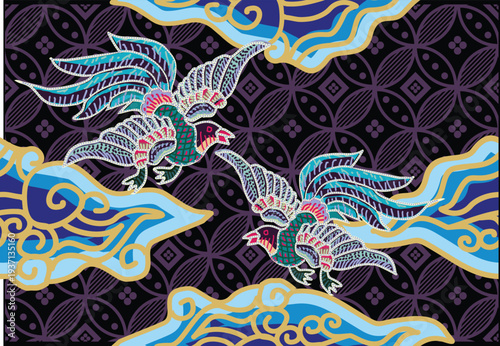 A beautiful floral and bird batik motif with contemporary colors. eps 10