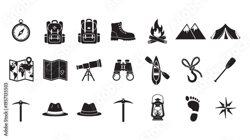 Set of 20 camping icons vector