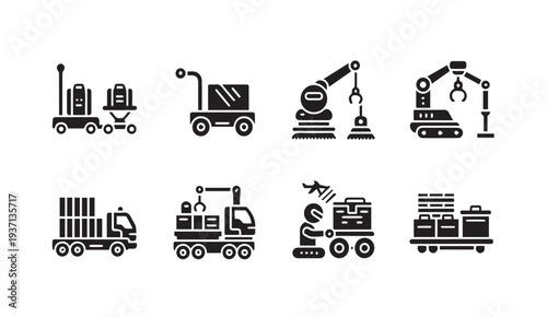 Industrial transportation and logistics icons for business and industry use