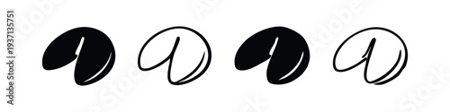 Hand Drawn Style Fortune Cookie Vector Icons Collection