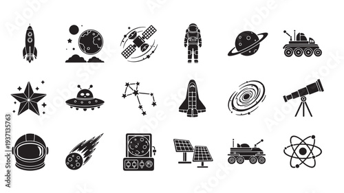 Set of 20 space icons vector