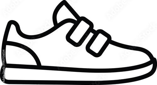 Velcro Strap Sneaker Black Outline Icon – Editable Stroke Flat Vector Velcro Shoe Line Symbol for Web & App UI