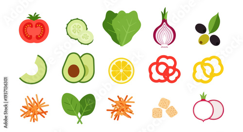 Fresh vegetables and fruits illustration