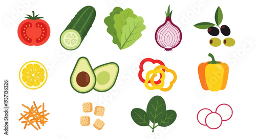 Fresh vegetables and fruits illustration