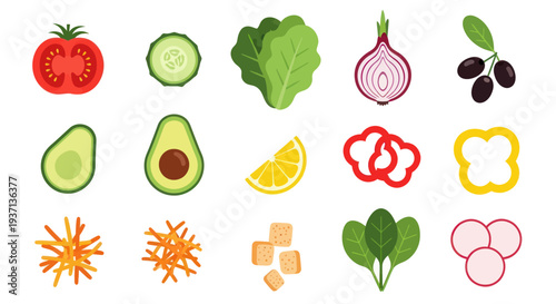 Fresh vegetables and salad ingredients