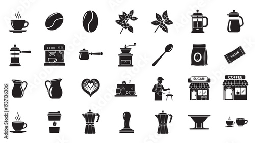Set of 25 coffee icons vector