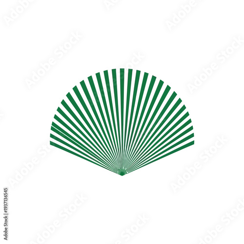 Green Handheld Folding Fan Isolated.