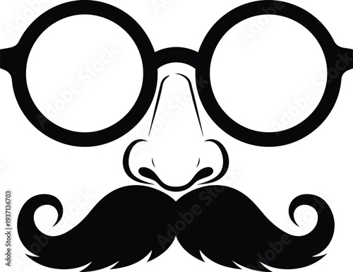 April fools day silhouette funny face glasses and mustache