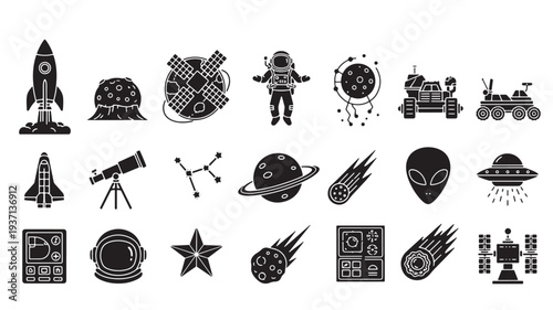Set of 20 space icons vector