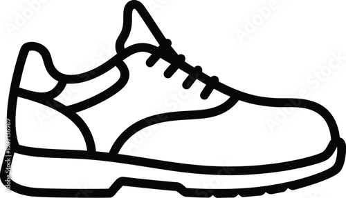 Work or Safety Sneaker Black Outline Icon – Editable Stroke Flat Vector Work Shoe Line Symbol for Web & App UI