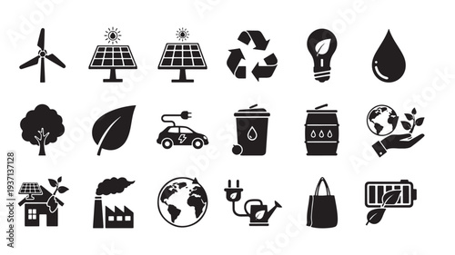Set of 20 eco-friendly icons vector