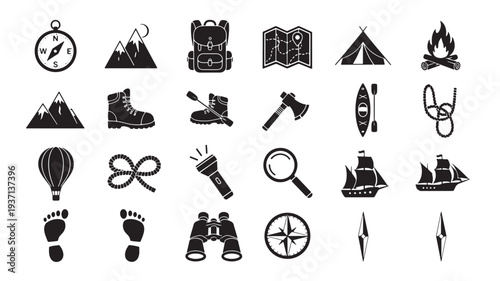 Set of 20 camping icons vector