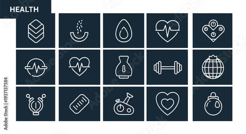 Health and wellness icon set