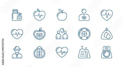 Health and wellness line icons