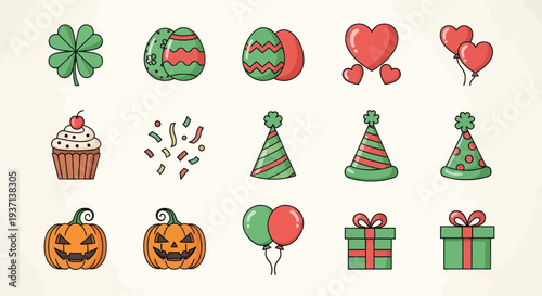 Holiday icons celebrations and events