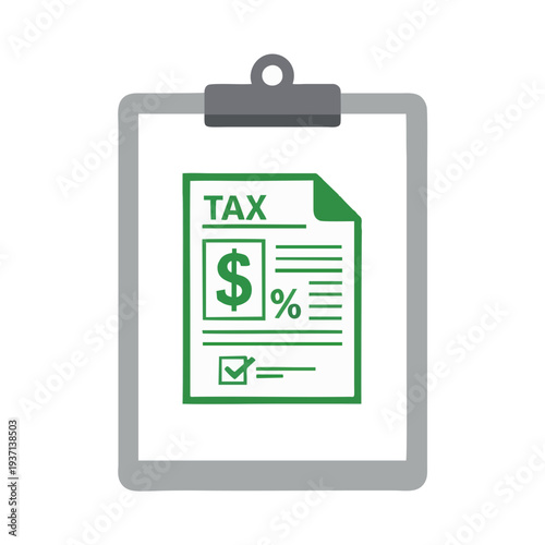 Tax document on clipboard with dollar sign and percentage