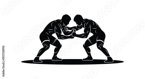 A black silhouette depicts two muscular men engaged in an intense arm wrestling competition high quality
