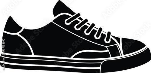 Canvas Sneaker Black Solid Glyph Icon – Flat Vector Canvas Shoe Silhouette for Sports, Fashion & UI Design