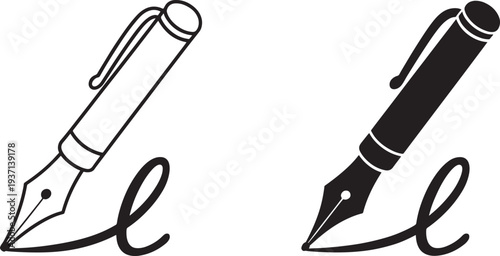 Fountain pen black and white writing