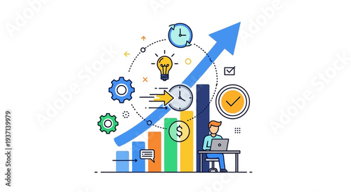 Business Growth Chart with Financial Symbols.