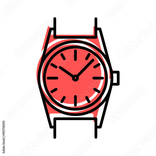 icon of wrist watches contour cartoon style with red shadow