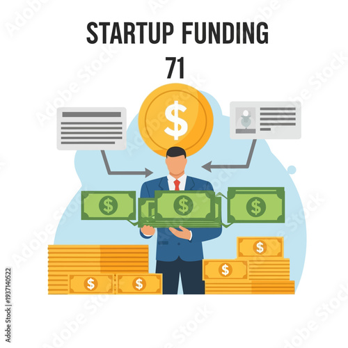 Businessman holding cash for startup funding.