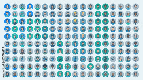 Collection of assorted colorful icons arranged in a grid pattern.