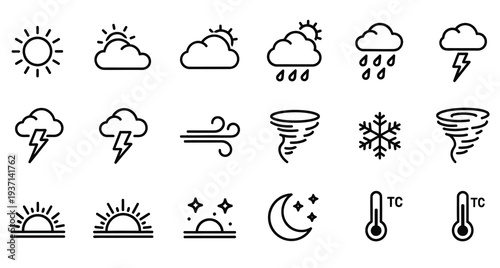 Weather forecast icons and symbols
