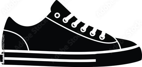 Canvas Sneaker Black Solid Glyph Icon – Flat Vector Canvas Shoe Silhouette for Sports, Fashion & UI Design